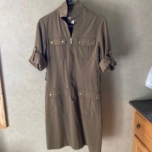 Hunter navy green shirt dress